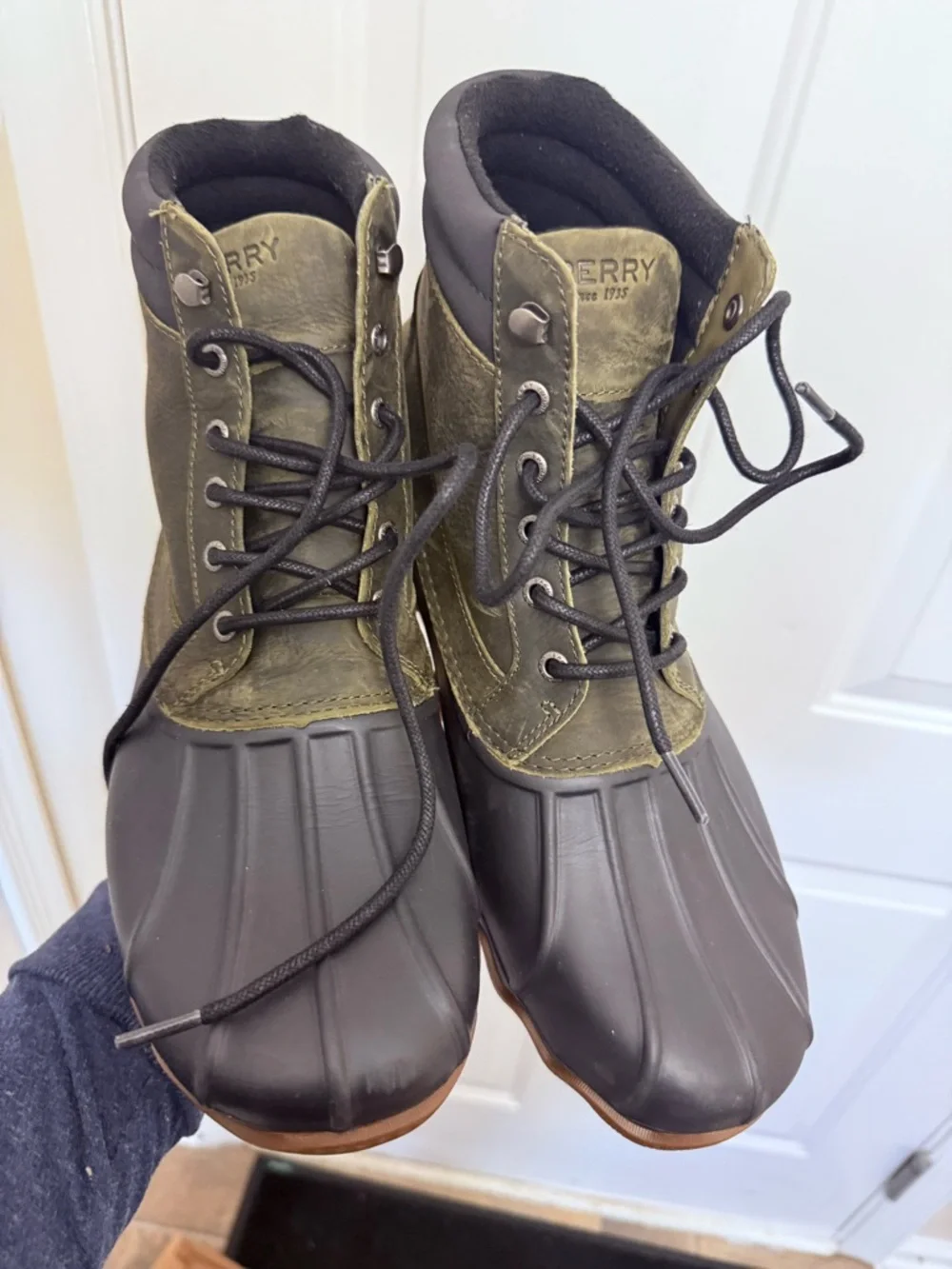 Men’s Sperry Brewster Top Sider Duck Boot Olive/Black Size 11 STS15804 Outdoor